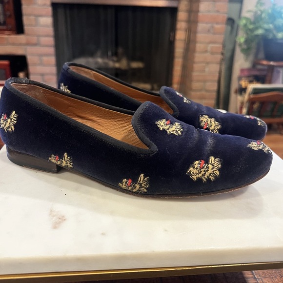 Stubbs & Wootton Palm Beach For J.Crew Loafers Size 7.5 Embroidered Dragon Flats